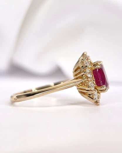"Rosie" 1.39-carat Ruby &amp; 0.40-carat Diamond Daisy Ring