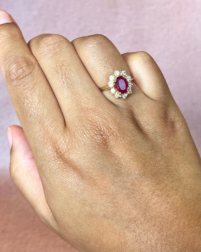 "Rosie" 1.39-carat Ruby &amp; 0.40-carat Diamond Daisy Ring