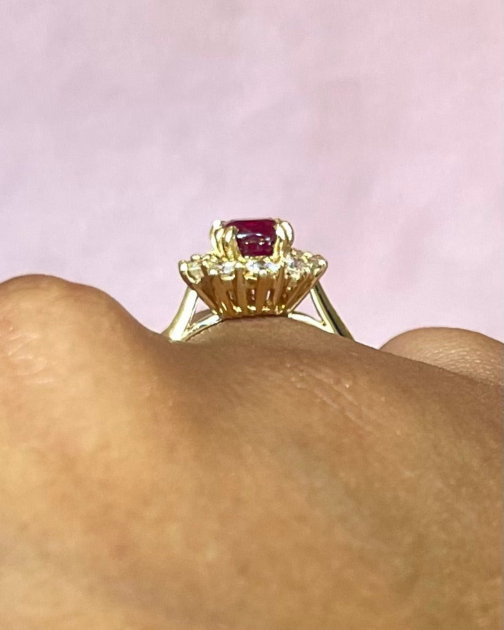 "Rosie" 1.39-carat Ruby &amp; 0.40-carat Diamond Daisy Ring
