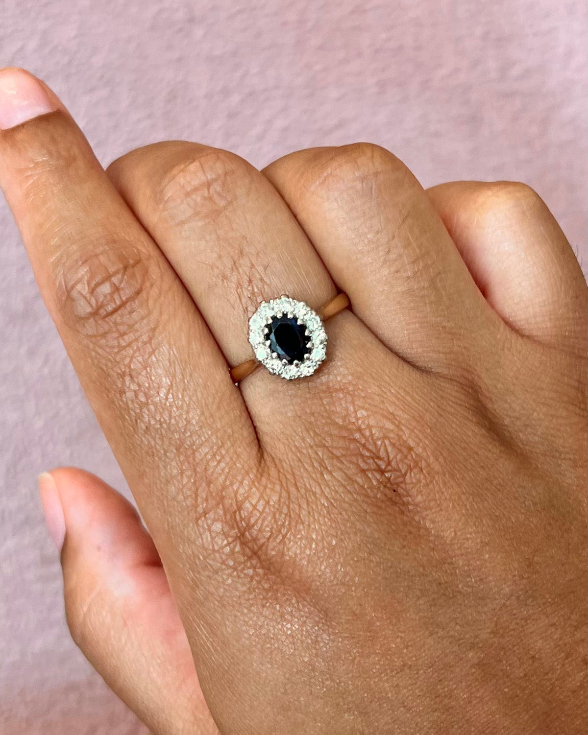 1.52-carat Sapphire Marguerite Ring &amp; Diamonds 4.22g "Vivienne"