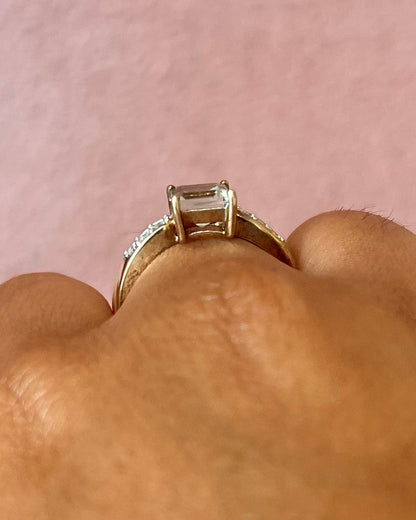 1.20-carat Prasiolite Quartz &amp; Diamond Trilogy Ring "Ava"