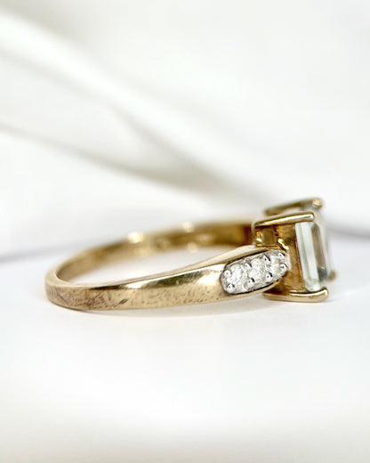 1.20-carat Prasiolite Quartz &amp; Diamond Trilogy Ring "Ava"