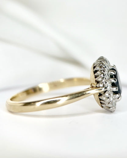 1.52-carat Sapphire Marguerite Ring &amp; Diamonds 4.22g "Vivienne"