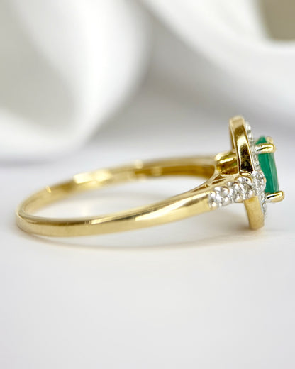 Bague Style Art-Déco Émeraude 0.50 carat &amp; Diamants 0.22 carat "Pamela"