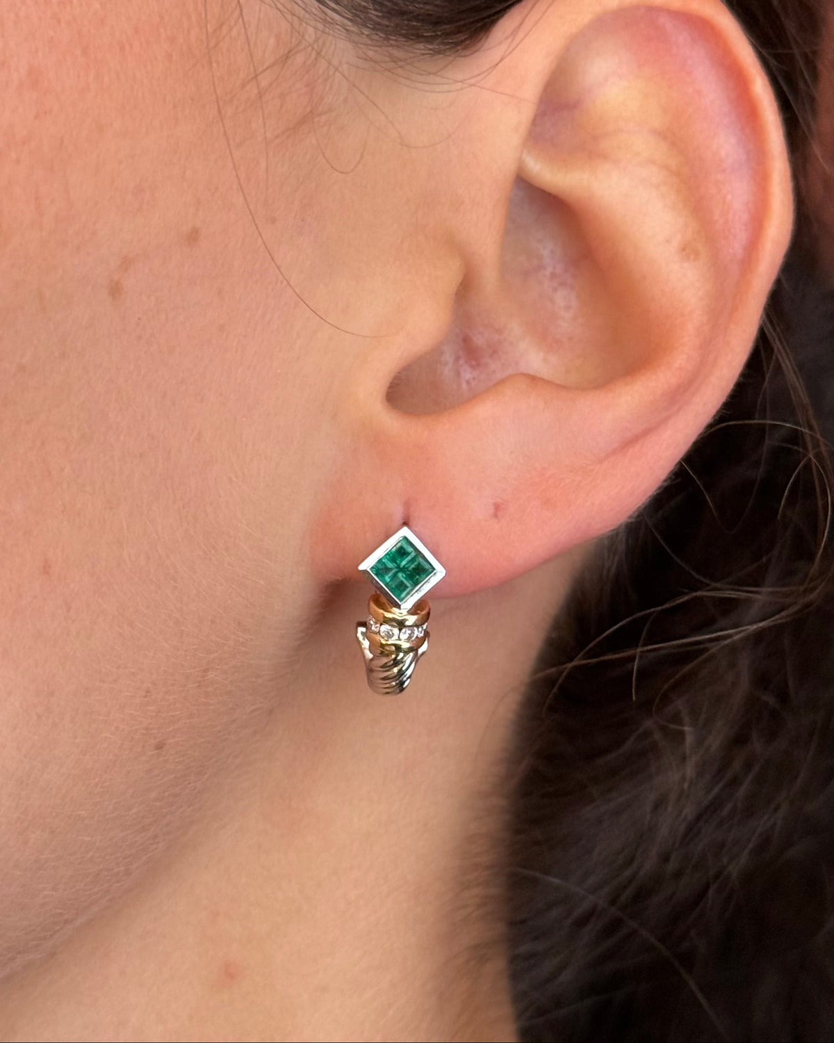 Pendientes de esmeraldas y diamantes "Erina"