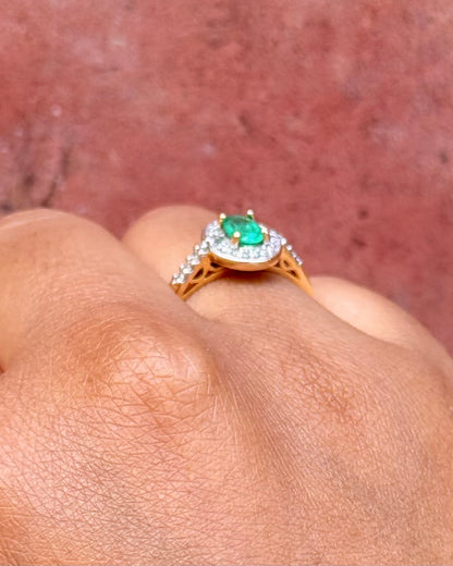Bague Style Art-Déco Émeraude 0.50 carat &amp; Diamants 0.22 carat "Pamela"