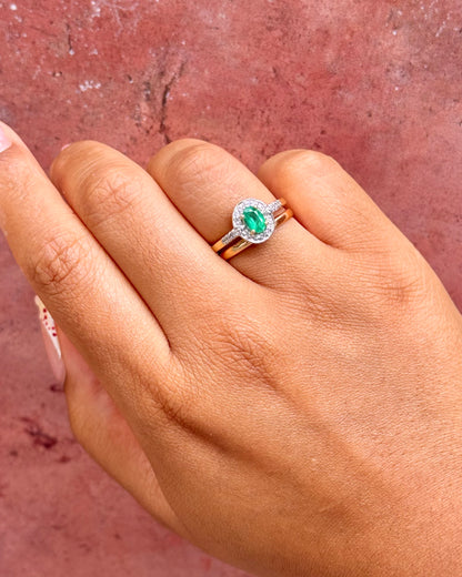 Bague Style Art-Déco Émeraude 0.50 carat &amp; Diamants 0.22 carat "Pamela"