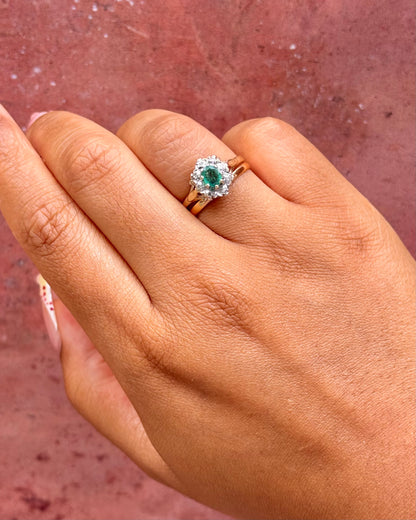 Bague Marguerite Émeraude &amp; Diamants "Claudia"