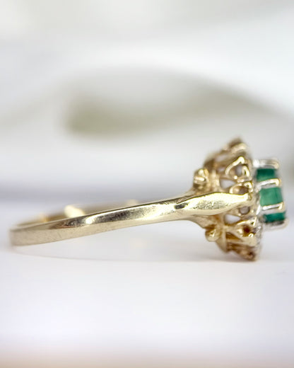 Bague Marguerite Émeraude &amp; Diamants "Claudia"
