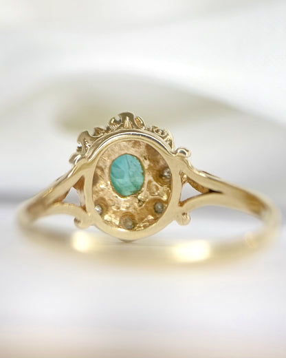 Bague Marguerite Émeraude &amp; Diamants "Claudia"