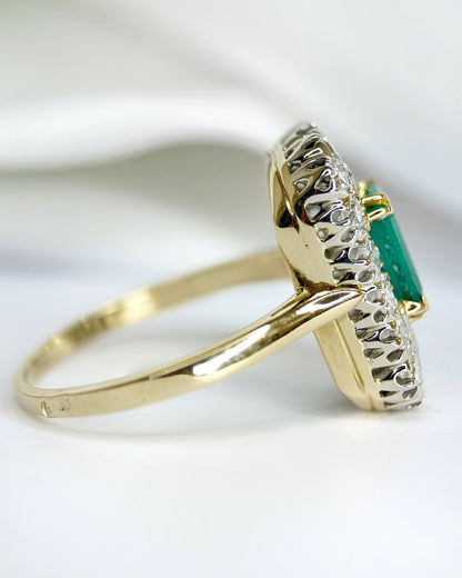 Bague Marguerite Émeraude 1 carat &amp; Diamants 1.32 carat "Félicie"
