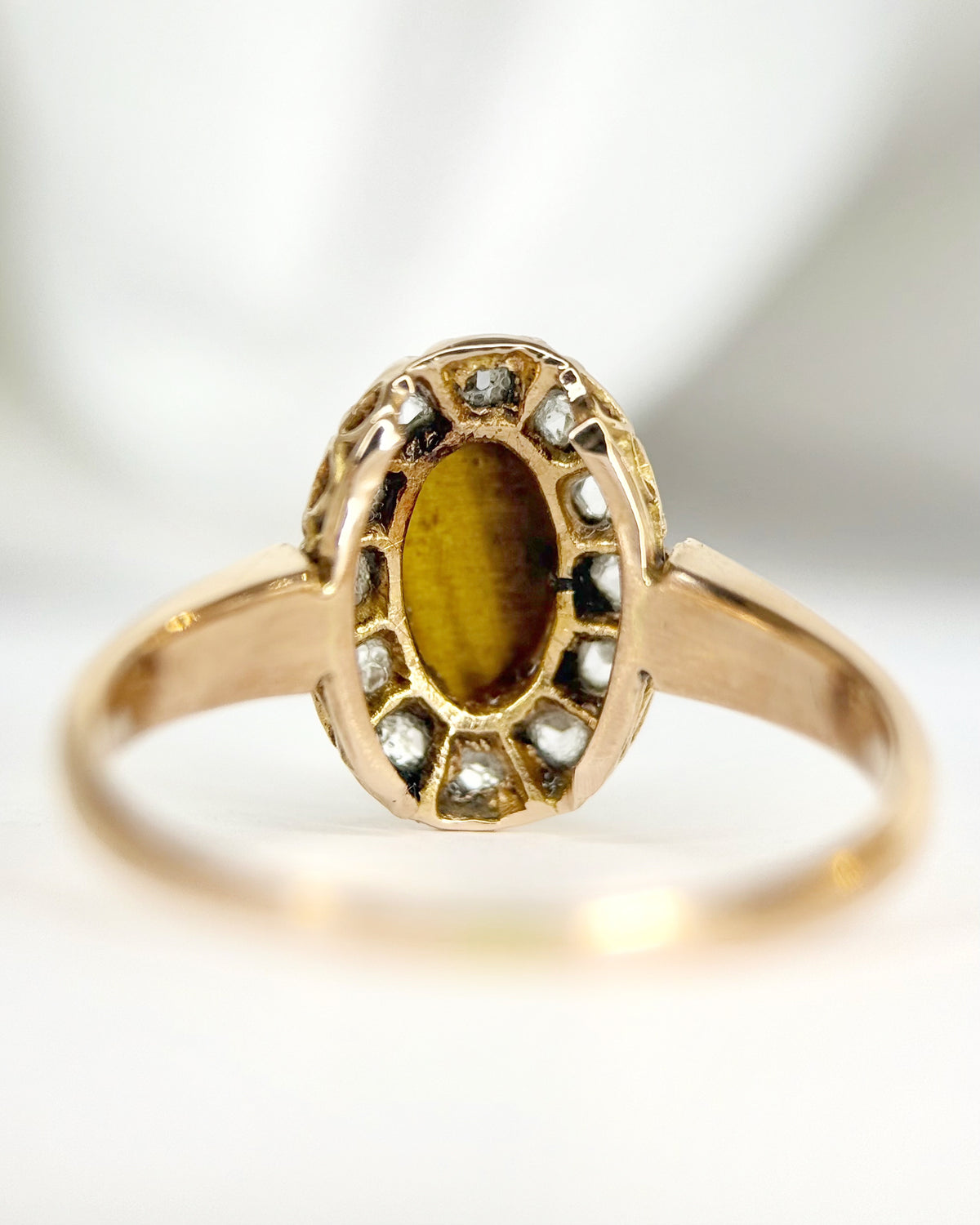 0|Tiger’s Eye Daisy Ring, 0.60 carat &amp; 0.39 carat Diamonds “Carmen”