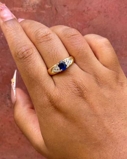 Bague Trilogie Jonc Saphir 1 carat &amp; Diamants 0.48 carat "Ornella"