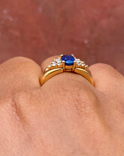 Bague Trilogie Jonc Saphir 1 carat &amp; Diamants 0.48 carat "Ornella"