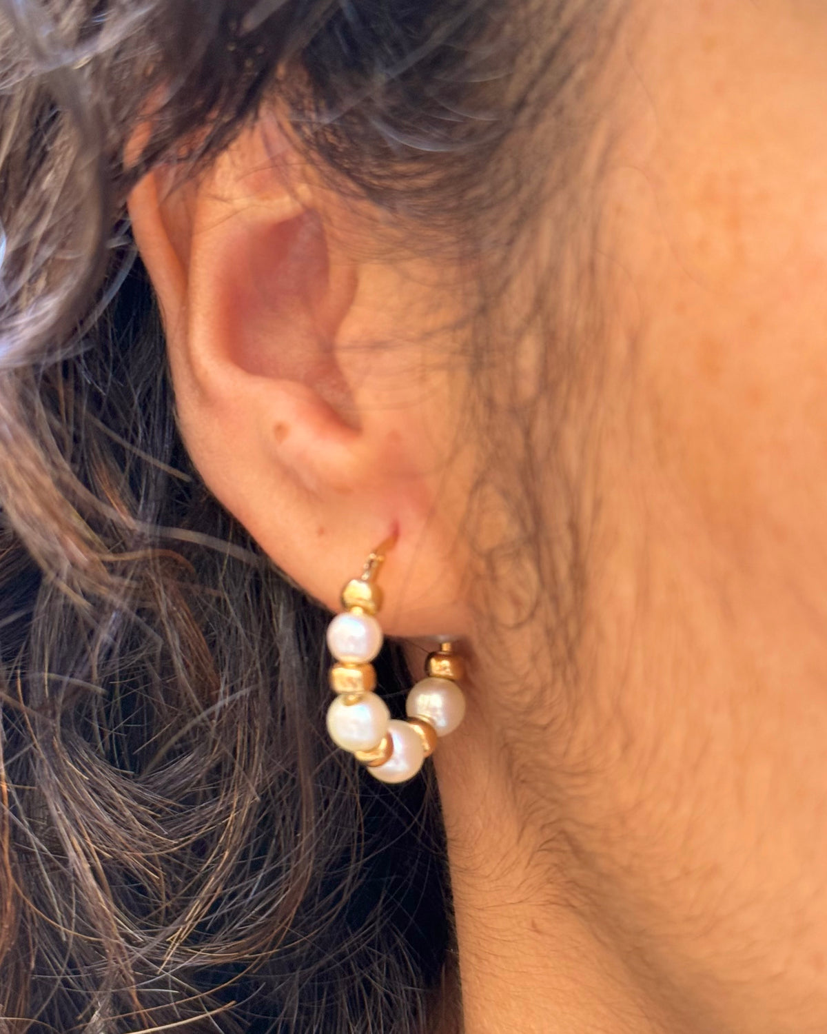 Aros criollos Perlas y Oro de 18 quilates 3.18g «Keïra»