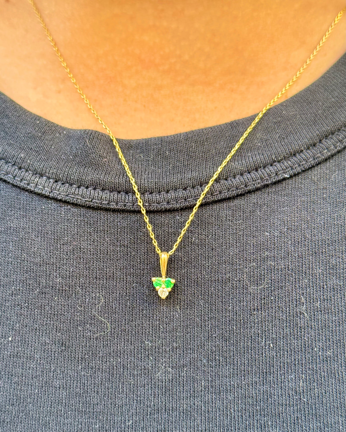 Pendentif Émeraudes &amp; Diamant "Lorraine"