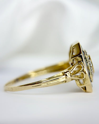 Bague Art-Déco Saphirs 0.90 carat &amp; Diamants "Flavie"