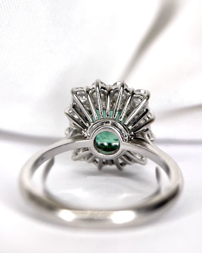 Bague Marguerite Émeraude 1.35 carat &amp; Diamants 0.72 carat 5.01g "Emile"