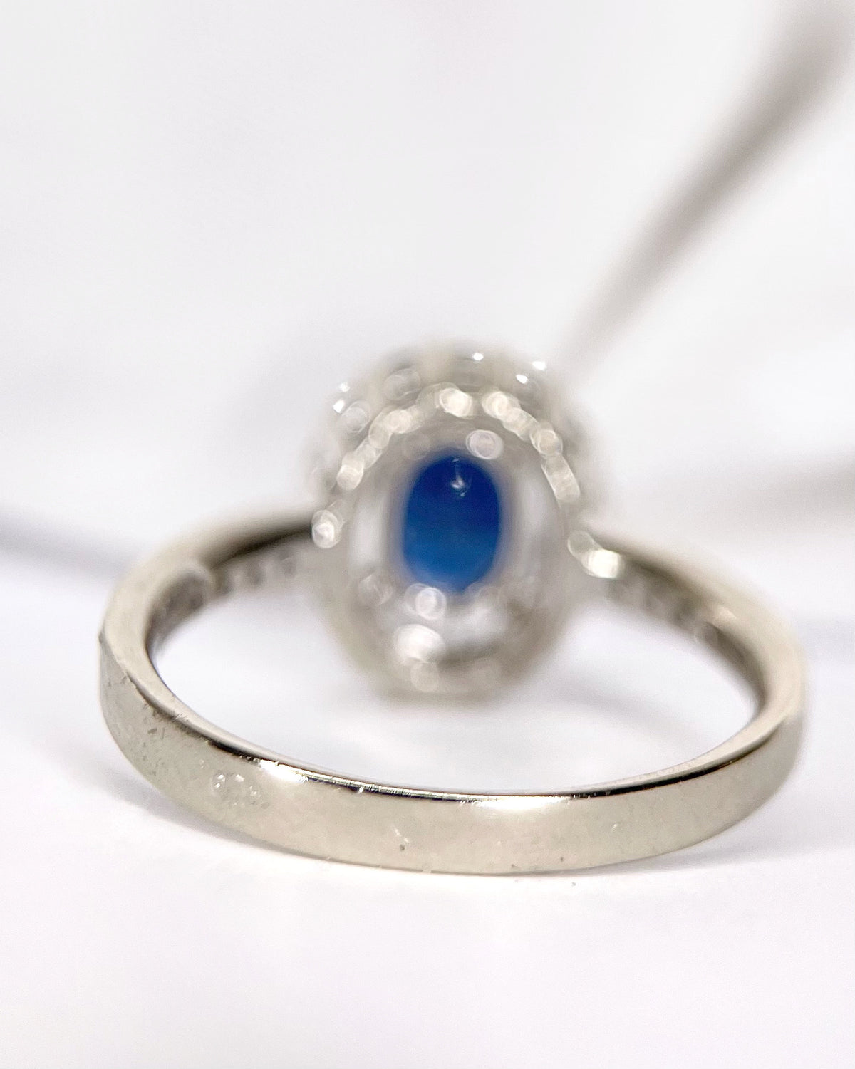 Bague Solitaire Saphir 0.88 carat &amp; Diamants 0.32 carat 4.06g "Elsa"
