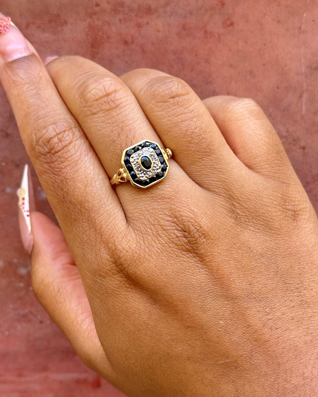 Bague Art-Déco Saphirs 0.90 carat &amp; Diamants "Flavie"