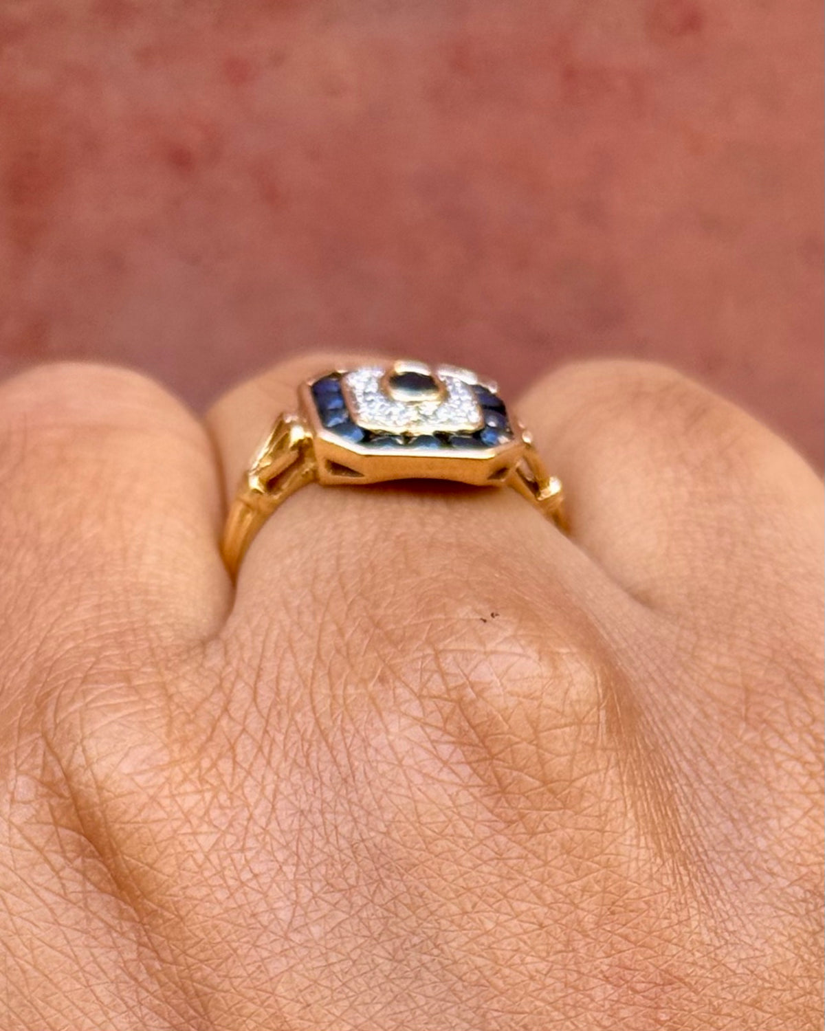 Bague Art-Déco Saphirs 0.90 carat &amp; Diamants "Flavie"