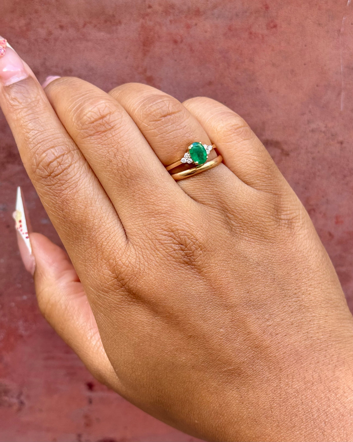 Bague Trilogie Émeraude 0.76 carat &amp; Diamants "Vanessa"