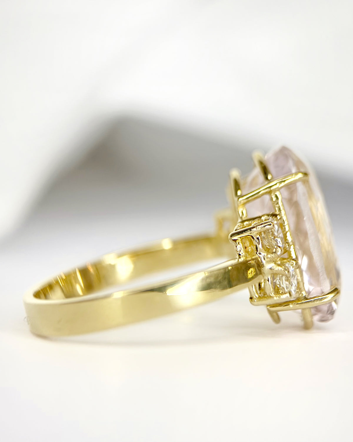 Bague Cocktail Trilogie Kunzite 5.90 carats &amp; Diamants 0.32 carat "Hilda" 5.02g