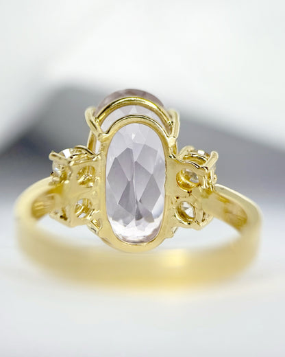 Bague Cocktail Trilogie Kunzite 5.90 carats &amp; Diamants 0.32 carat "Hilda" 5.02g