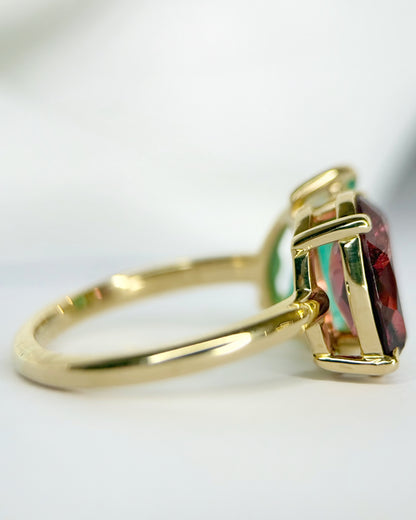Bague Émeraude de Colombie 2.25 carats &amp; Grenat Rhodolite 2.40 carats  "Marjorie"