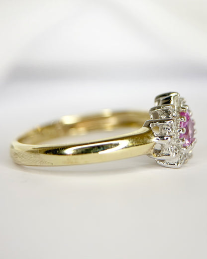 Bague Marguerite Cœur Saphir Rose &amp; Diamants "Chloé"