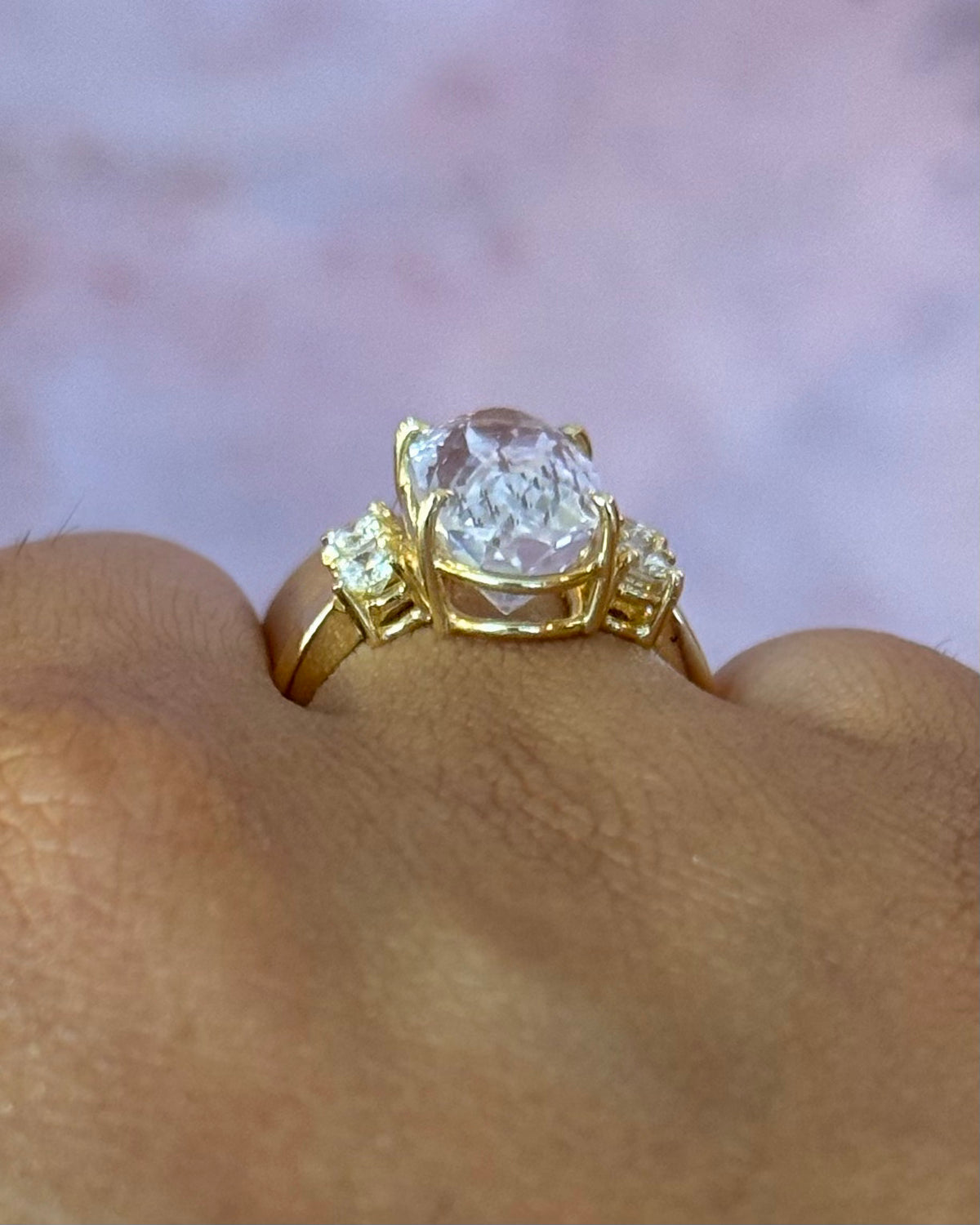 Bague Cocktail Trilogie Kunzite 5.90 carats &amp; Diamants 0.32 carat "Hilda" 5.02g