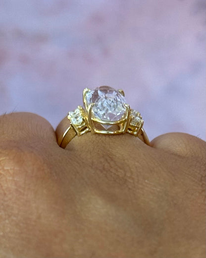 Bague Cocktail Trilogie Kunzite 5.90 carats &amp; Diamants 0.32 carat "Hilda" 5.02g