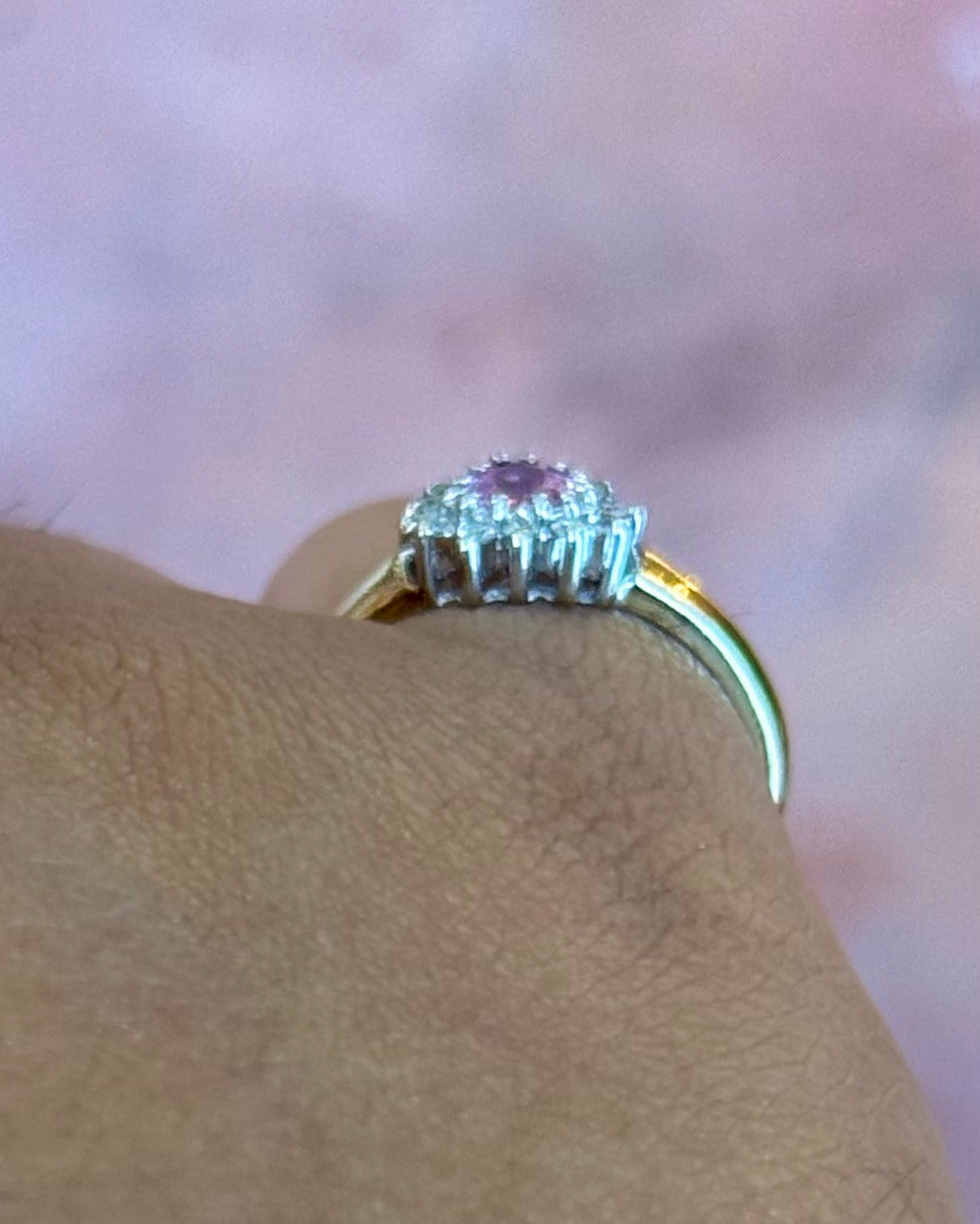 Bague Marguerite Cœur Saphir Rose &amp; Diamants "Chloé"