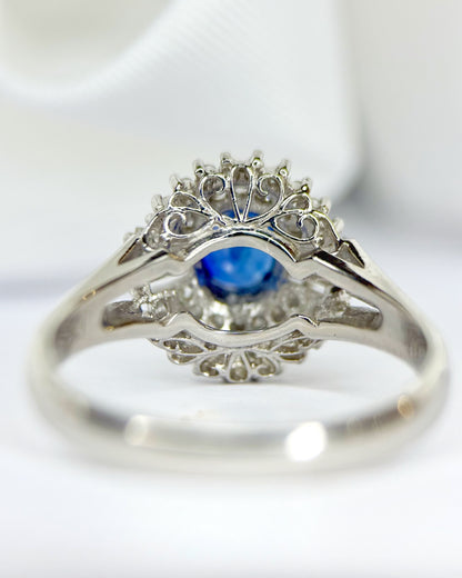 Bague Marguerite Saphir 0.60 carat &amp; Diamants 0.30 carat 4.04g "Lana"