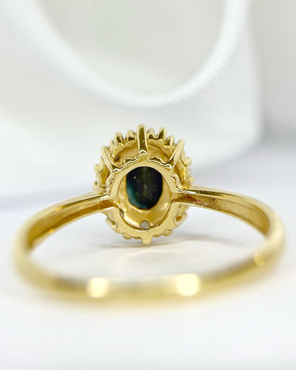 Anillo margarita de zafiro de 0.50 quilates y diamantes "Vera"