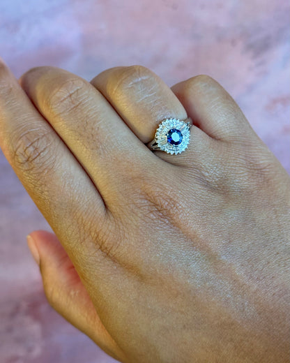 Bague Marguerite Saphir 0.60 carat &amp; Diamants 0.30 carat 4.04g "Lana"