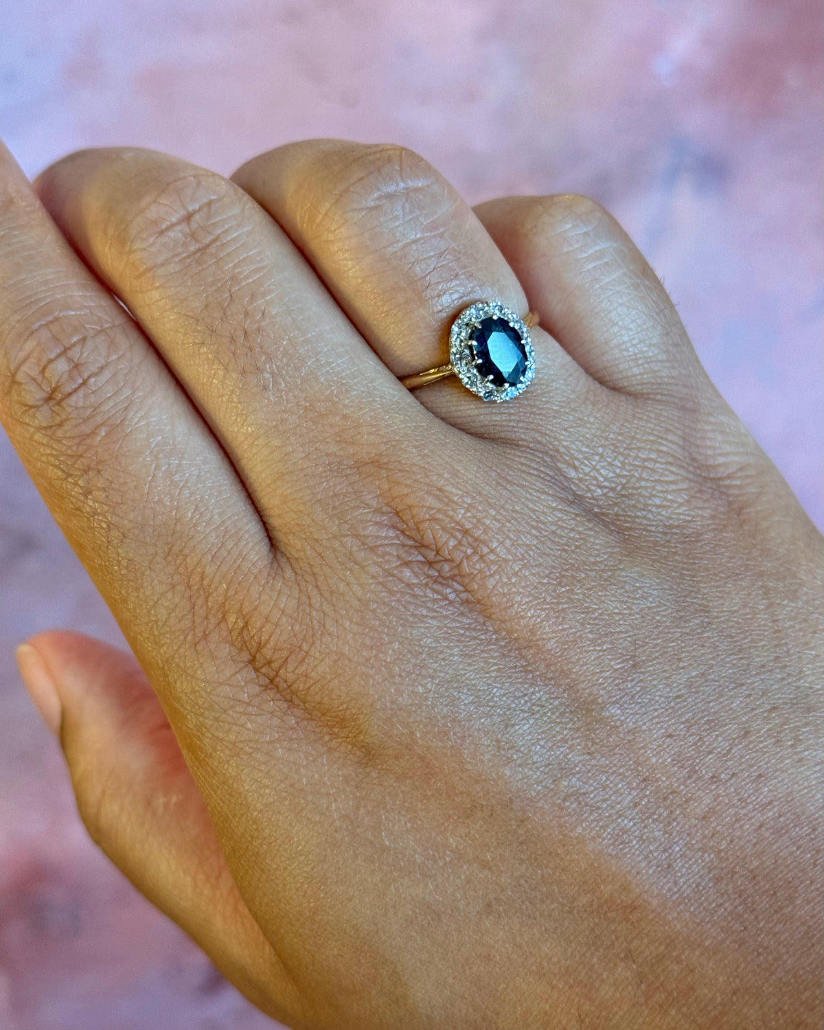 Bague Marguerite Saphir 1.40 carat &amp; Diamants 0.25 carat "Tiffaine"