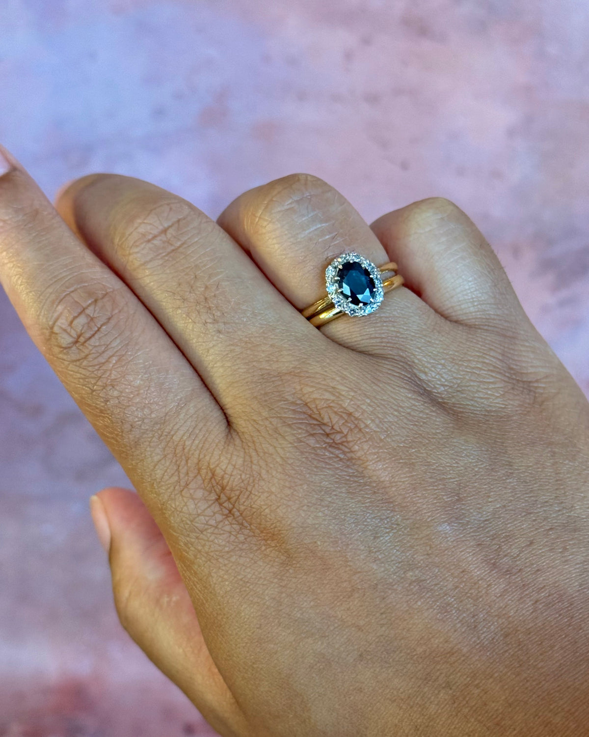 Bague Marguerite Saphir 1.40 carat &amp; Diamants 0.25 carat "Tiffaine"