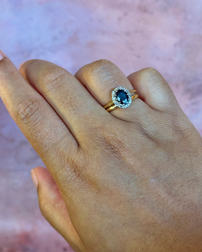 Bague Marguerite Saphir 1.40 carat &amp; Diamants 0.25 carat "Tiffaine"