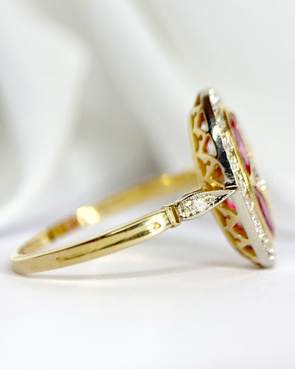 Art Deco-Style Ring Ruby 0.52 carat &amp; Diamonds 0.37 carat "Céline"