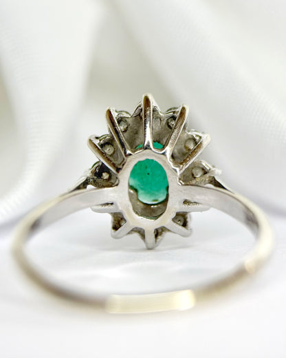 Bague Marguerite Émeraude 0.54 carat &amp; Diamants 0.24 carat "Philomène"