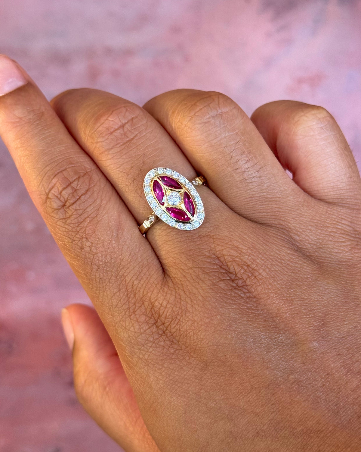 Art Deco-Style Ring Ruby 0.52 carat &amp; Diamonds 0.37 carat "Céline"