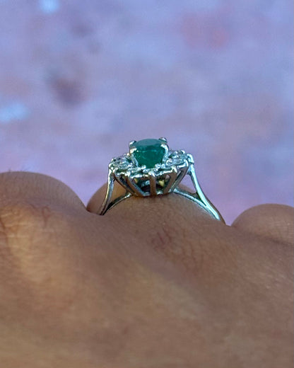 Bague Marguerite Émeraude 0.54 carat &amp; Diamants 0.24 carat "Philomène"