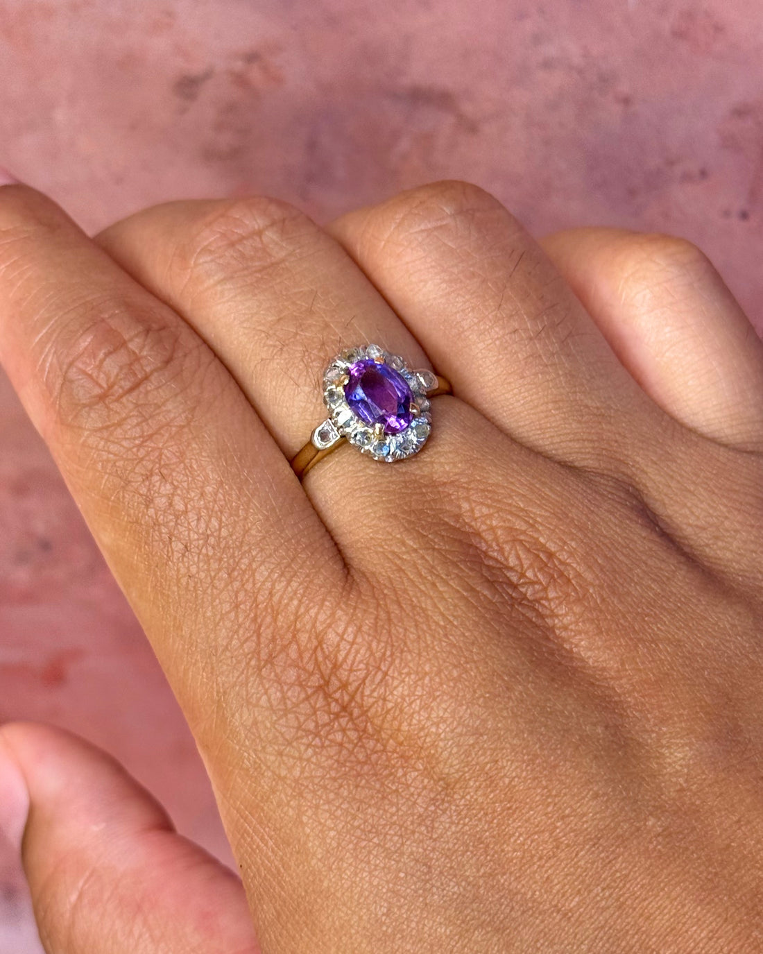 Anillo Art Déco Amatista 1.10 quilates y diamantes "Eglantine"