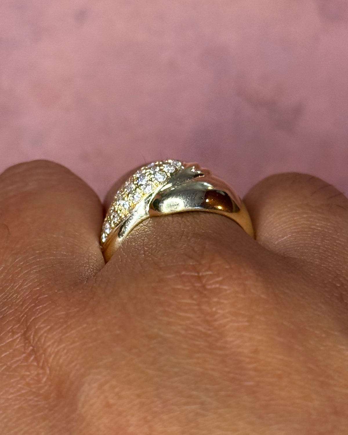 Yellow Gold &amp; Diamond Bangle Ring 0.86 carat 5g "Shelby"