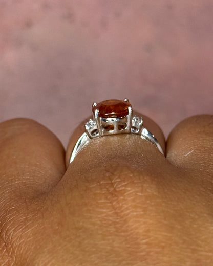 Bague Trilogie Grenat Spessartite 2.83 carats &amp; Diamants "Clara"