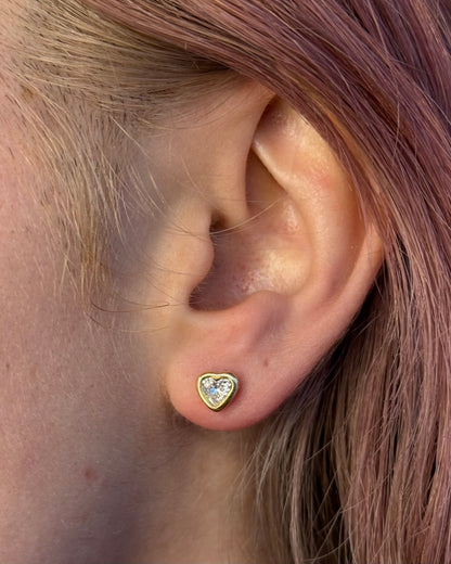 Cassandra Heart-Cut Diamond Stud Earrings 0.52 carat &amp; Yellow Gold