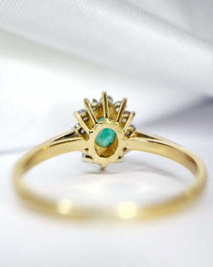 Bague Marguerite Émeraude &amp; Diamants "Amélie"