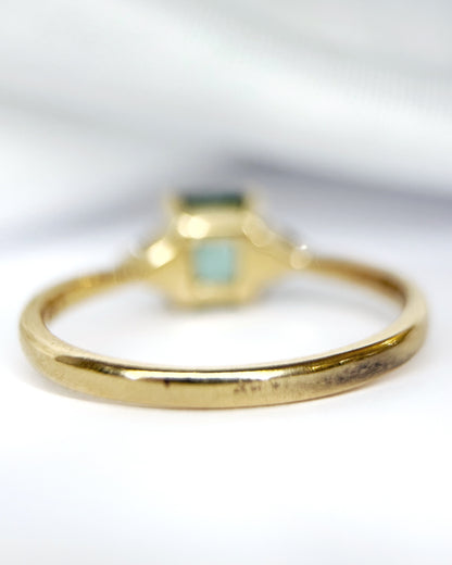 Indigolite Tourmaline and Diamond Trilogy Ring "Ninon"