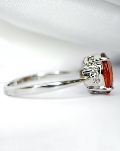 Bague Trilogie Grenat Spessartite 2.83 carats &amp; Diamants "Clara"